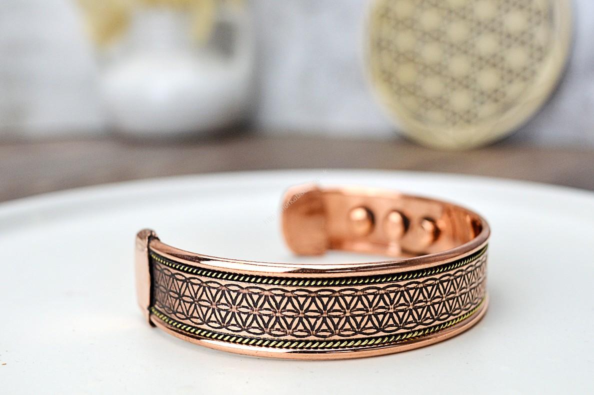 Magnetický medený náramok kvet života #1