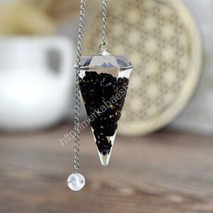 Orgonitové kyvadlo ČIERNY TURMALÍN/SKORYL s darčekovou krabičkou