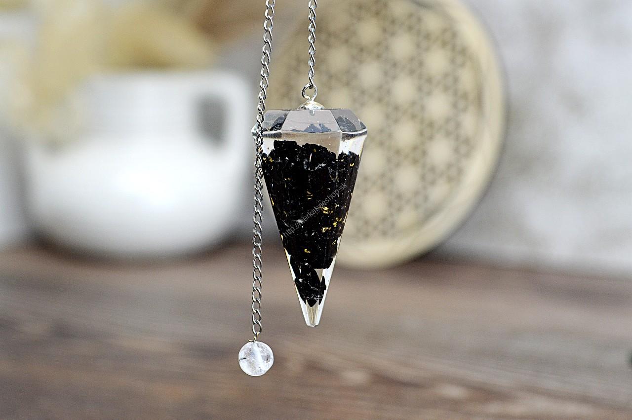 Orgonitové kyvadlo ČIERNY TURMALÍN/SKORYL s darčekovou krabičkou