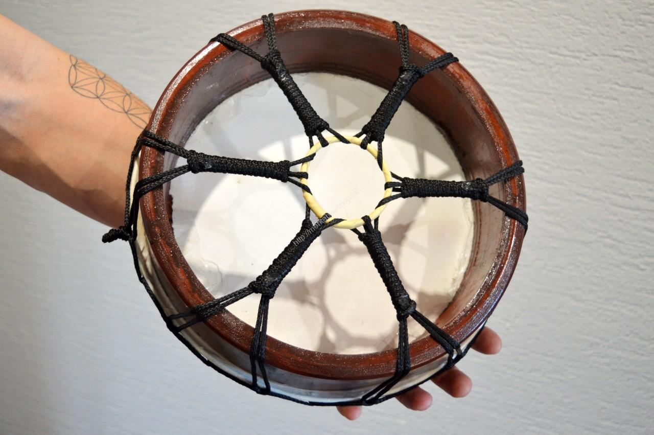 Šamanský Bubon - Kozia Koža, Drevo 33 cm s paličkou – Obrázok 3