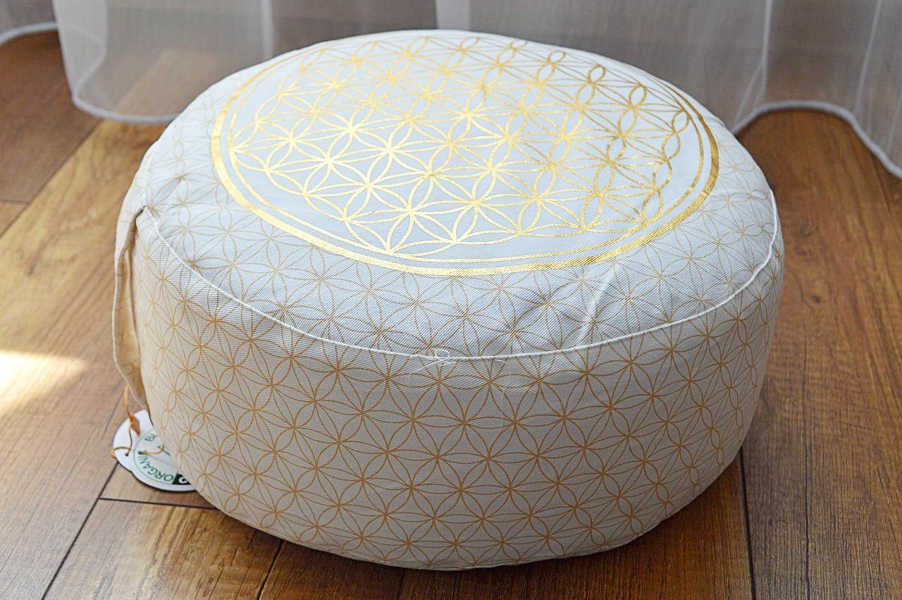 Meditačný vankúš Kvet života Biely – Obrázok 2