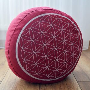 Meditačný vankúš Kvet života rubínovo červená