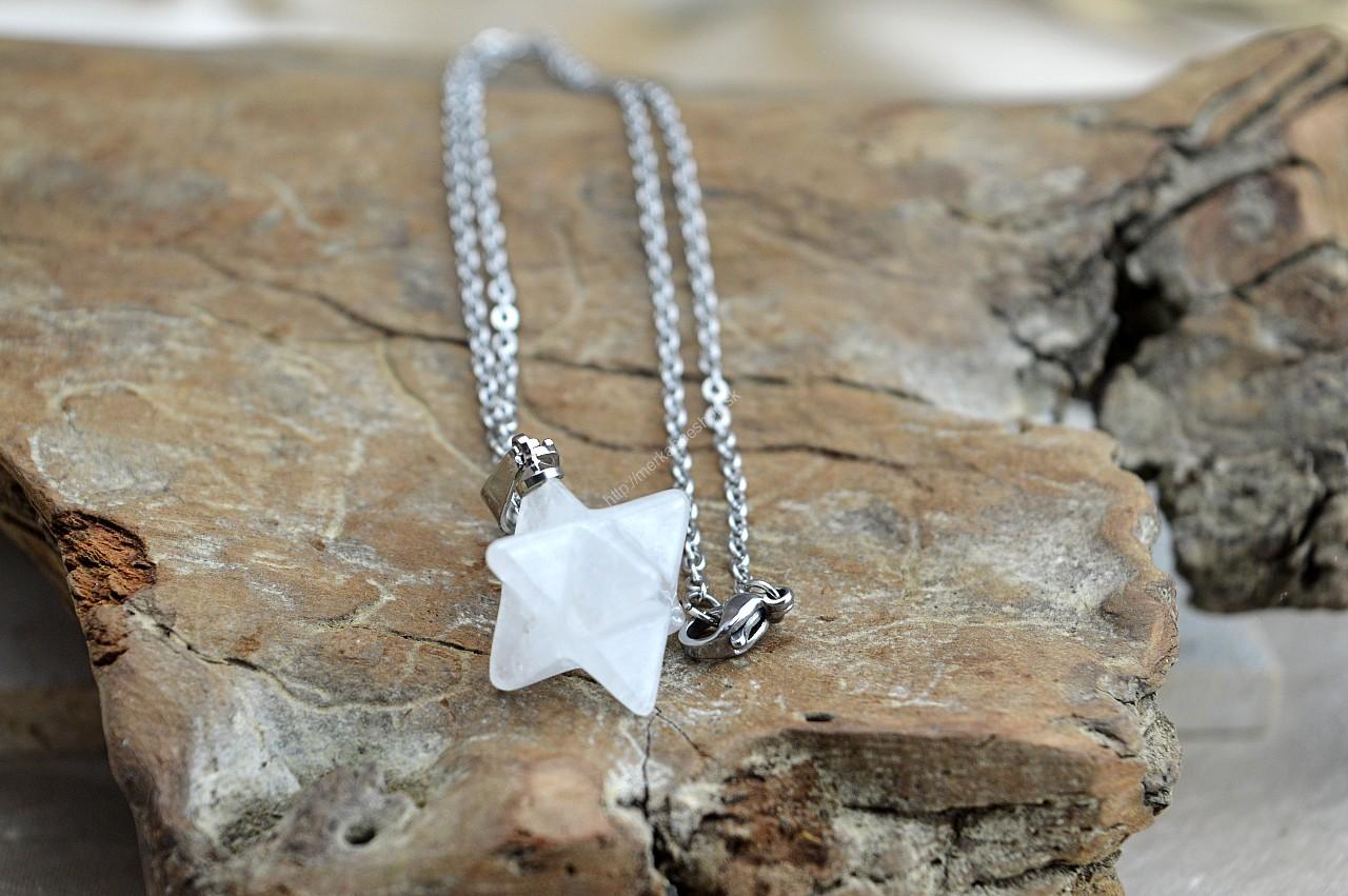 prívesok Merkaba z KRIŠTÁĽU na retiazke z Chirurgickej ocele v Darčekovom vrecúšku – Obrázok 2