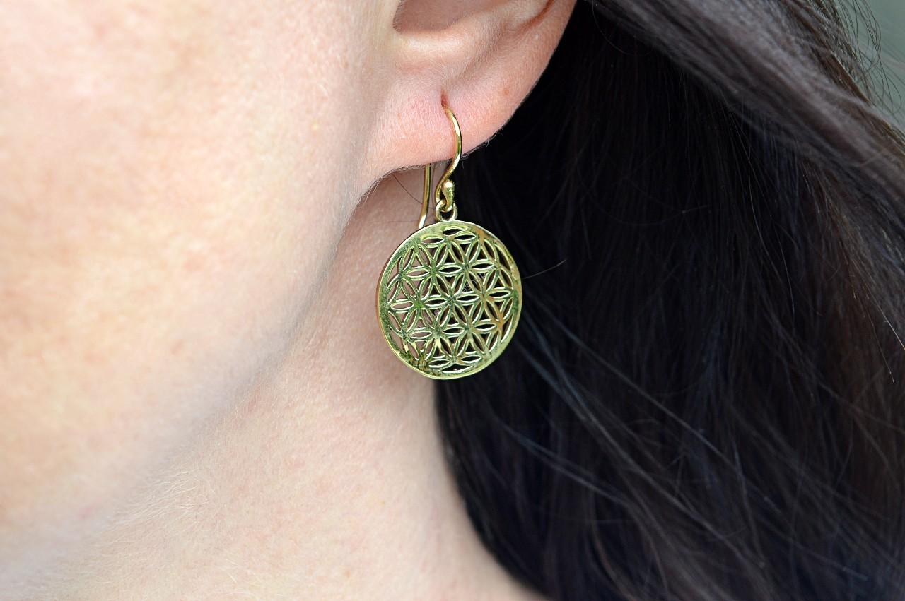 Náušnice Kvet Života - Zlaté – Obrázok 2