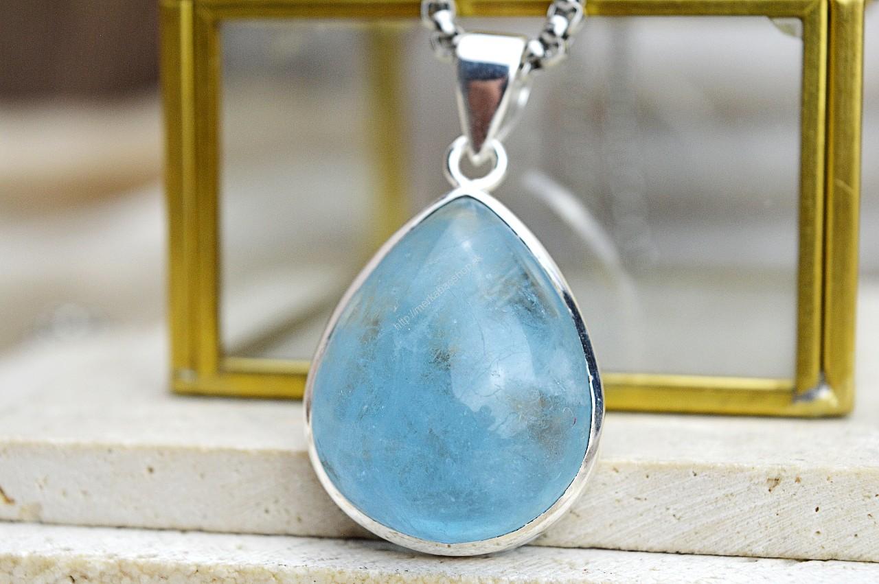 Strieborný prívesok AKVAMARÍN Ag-925/1000 #5- Energetický štít Aury, Upokojenie, Komunikácia, Uvoľnenie starých vzorcov