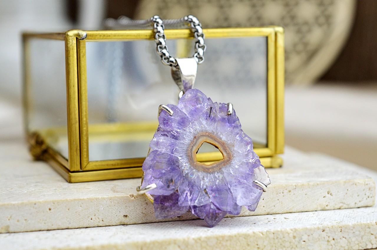 strieborný prívesok AMETYST Drúzička #4 - Božskosť, Intuícia, Rovnováha, pokojný Spánok