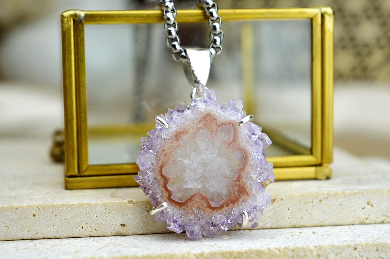 strieborný prívesok AMETYST Drúzička #5 - Božskosť, Intuícia, Rovnováha, pokojný Spánok