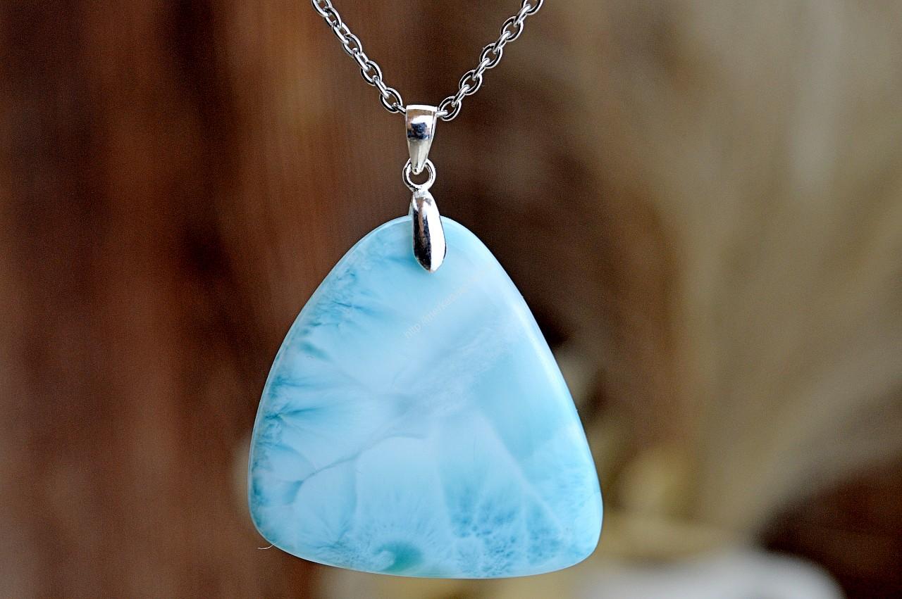 Strieborný Prívesok LARIMAR #7 - Energia Bohyne, Komunikácia, Upokojenie, Znižuje prejavy paniky a úzkosti – Obrázok 3