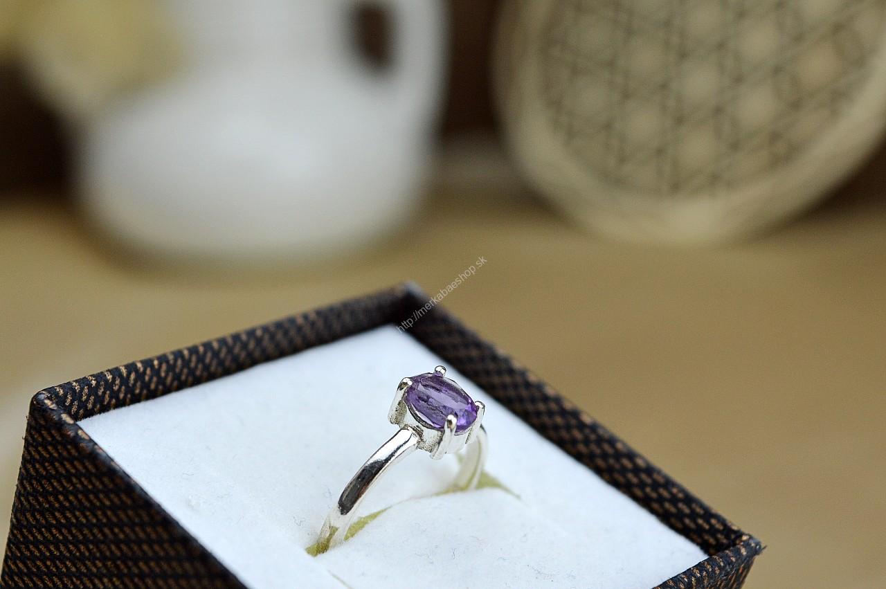 Prsteň AMETYST #2 -Ag925/1000 – Božskosť, Intuícia, Rovnováha, pokojný Spánok