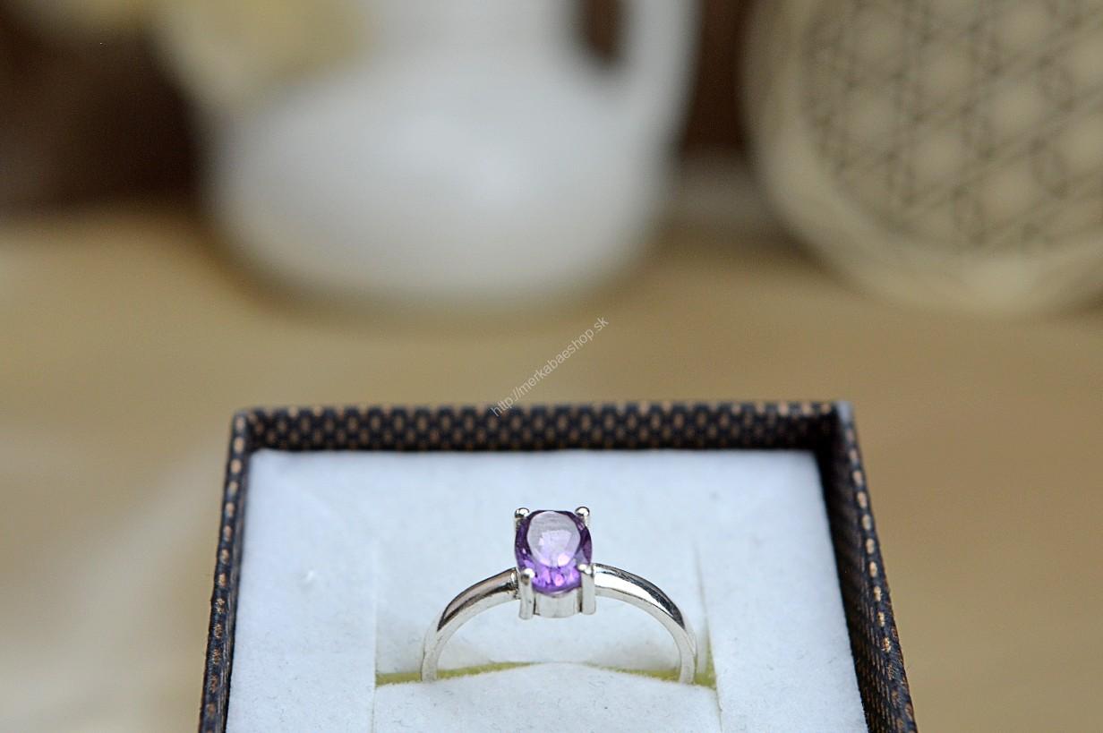 Prsteň AMETYST #2 -Ag925/1000 – Božskosť, Intuícia, Rovnováha, pokojný Spánok – Obrázok 2