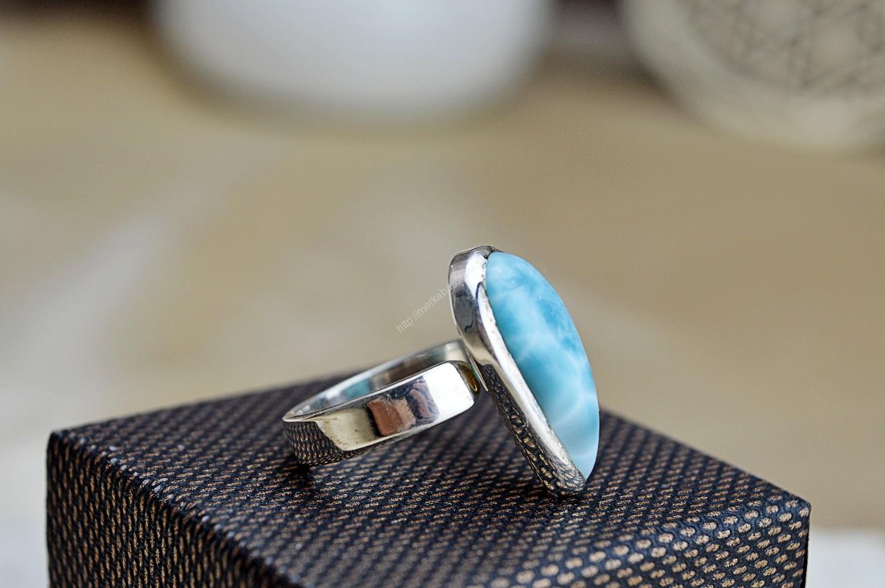 Prsteň LARIMAR #2 Ag925/1000 – Energia Bohyne, Komunikácia, Upokojenie, Znižuje prejavy paniky a úzkosti – Obrázok 2