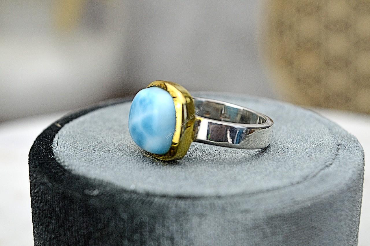 Prsteň LARIMAR #4 Ag925/1000 – Energia Bohyne, Komunikácia, Upokojenie, Znižuje prejavy paniky a úzkosti – Obrázok 4