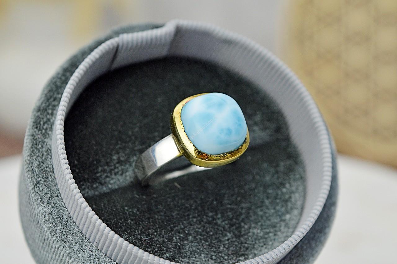 Prsteň LARIMAR #4 Ag925/1000 – Energia Bohyne, Komunikácia, Upokojenie, Znižuje prejavy paniky a úzkosti – Obrázok 3