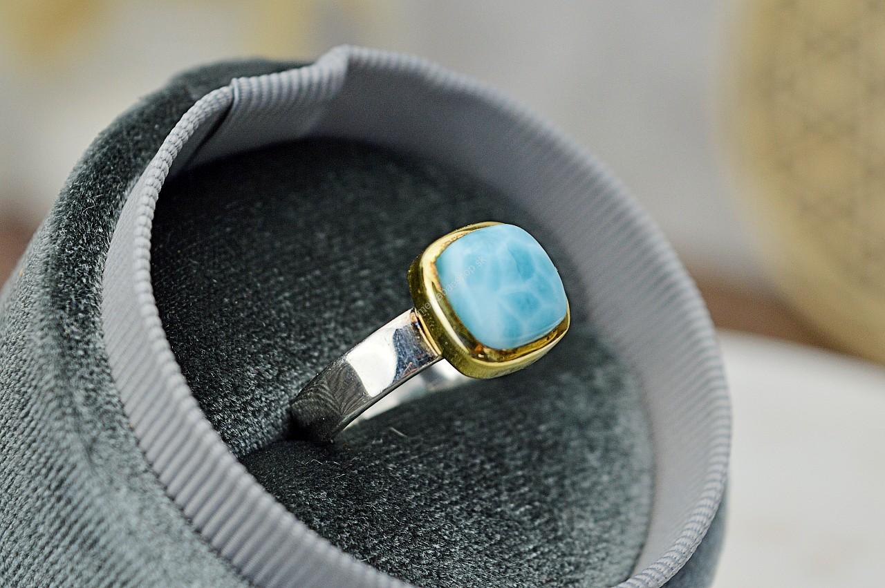 Prsteň LARIMAR #5 Ag925/1000 – Energia Bohyne, Komunikácia, Upokojenie, Znižuje prejavy paniky a úzkosti – Obrázok 2