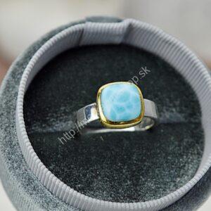 Prsteň LARIMAR #5 Ag925/1000  – Energia Bohyne, Komunikácia, Upokojenie, Znižuje prejavy paniky a úzkosti