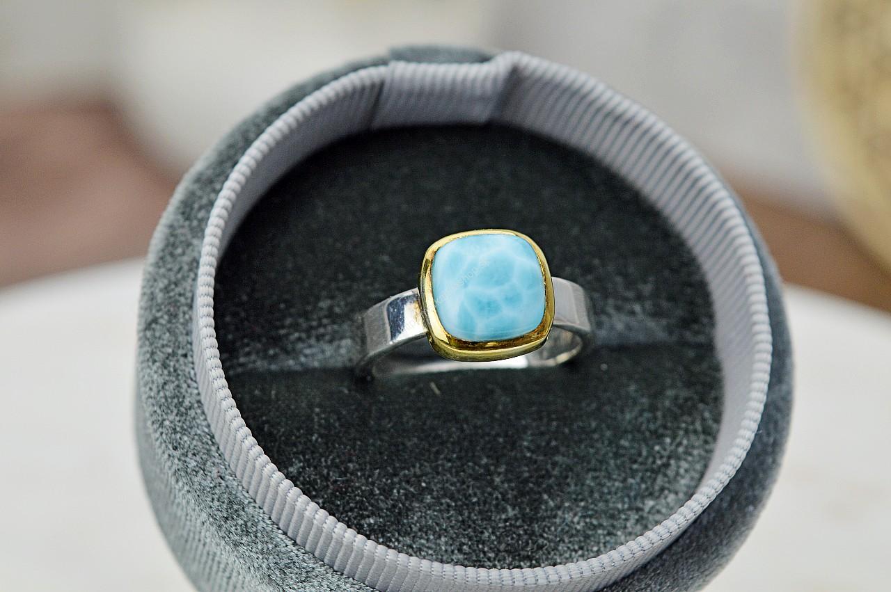 Prsteň LARIMAR #5 Ag925/1000 – Energia Bohyne, Komunikácia, Upokojenie, Znižuje prejavy paniky a úzkosti