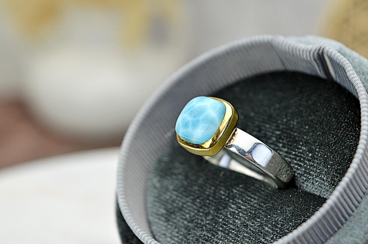 Prsteň LARIMAR #5 Ag925/1000 – Energia Bohyne, Komunikácia, Upokojenie, Znižuje prejavy paniky a úzkosti – Obrázok 3