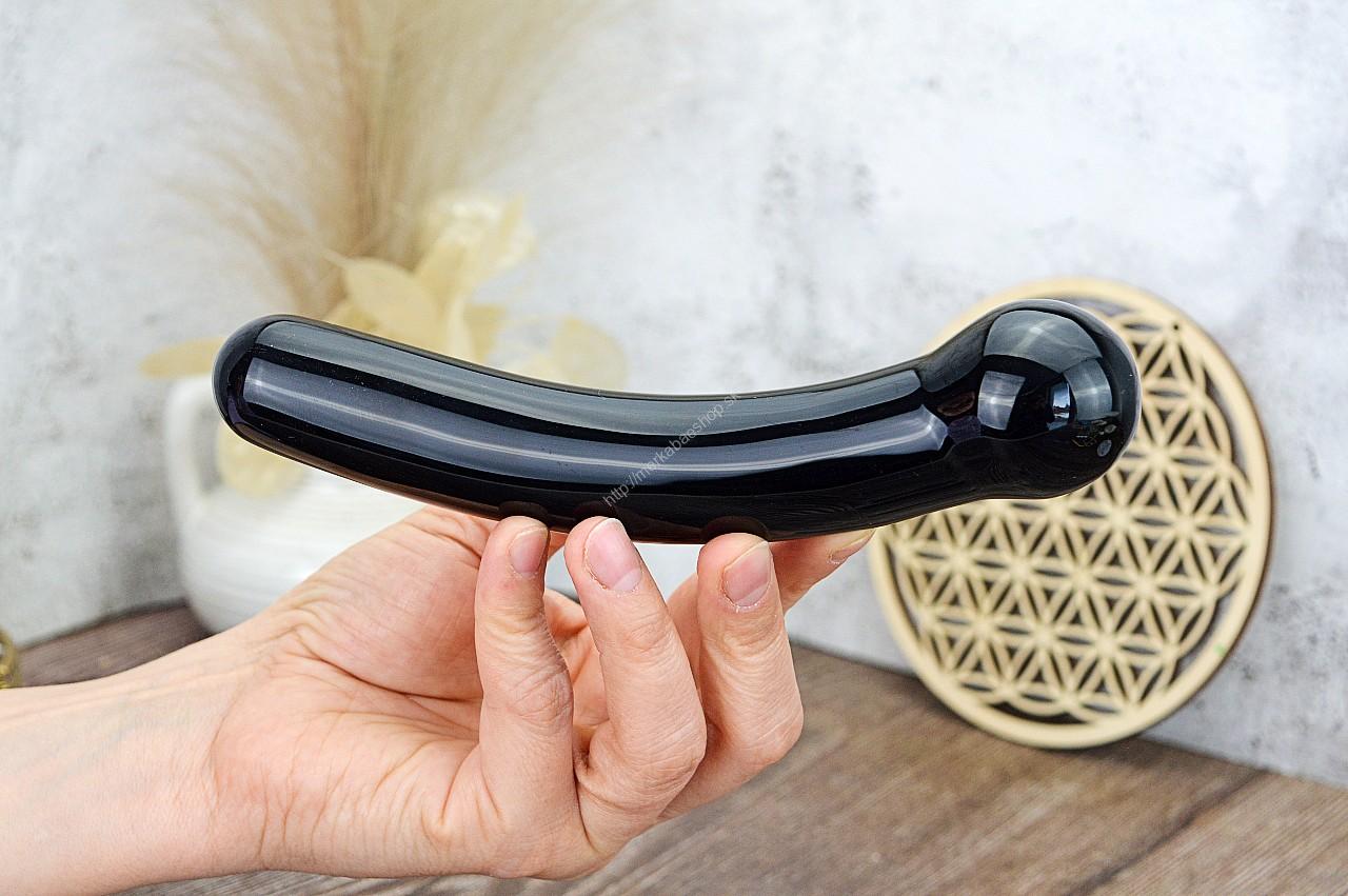 Yoni masážna Palička OBSIDIÁN ČIERNY 18cm