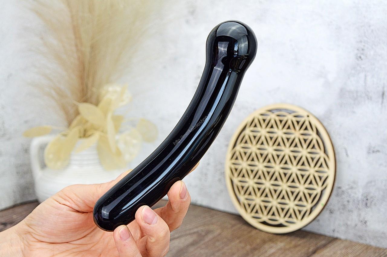 Yoni masážna Palička OBSIDIÁN ČIERNY 18cm