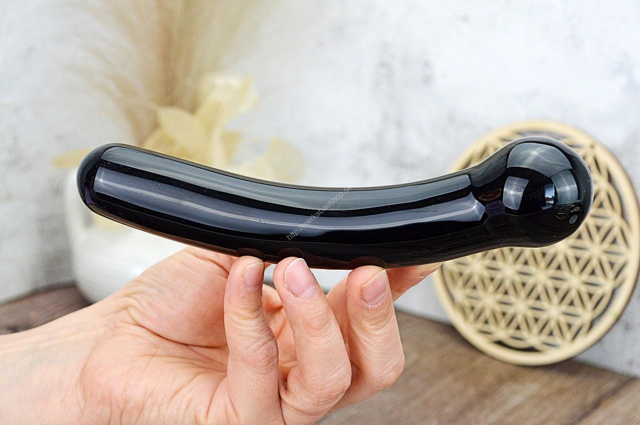 Yoni masážna Palička OBSIDIÁN ČIERNY 18cm – Obrázok 3