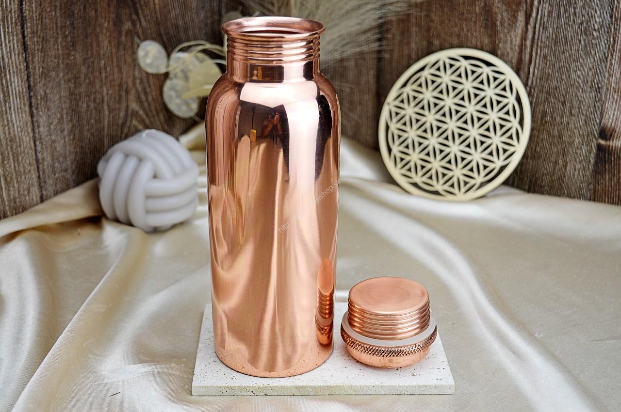 MEDENNÁ FLAŠA na vodu Leštená 700ml – Obrázok 3