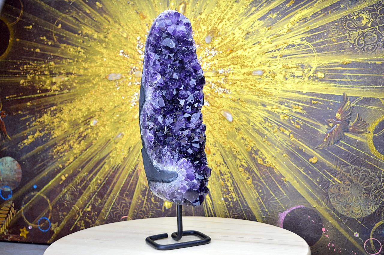 AMETYSTOVÁ drúza na kovovom podstavci #3-2,82kg- Božskosť, Intuícia, Rovnováha, pokojný Spánok AAA Kvalita