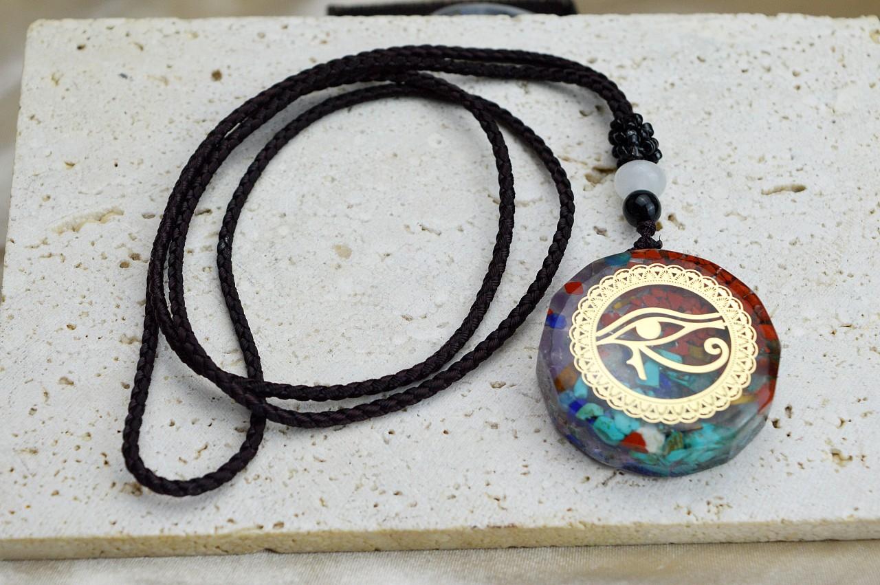 Orgonitový energetický čakrový OCHRANNÝ Amulet HÓROVO OKO (Ochrana, zdravie, energia) – Obrázok 3