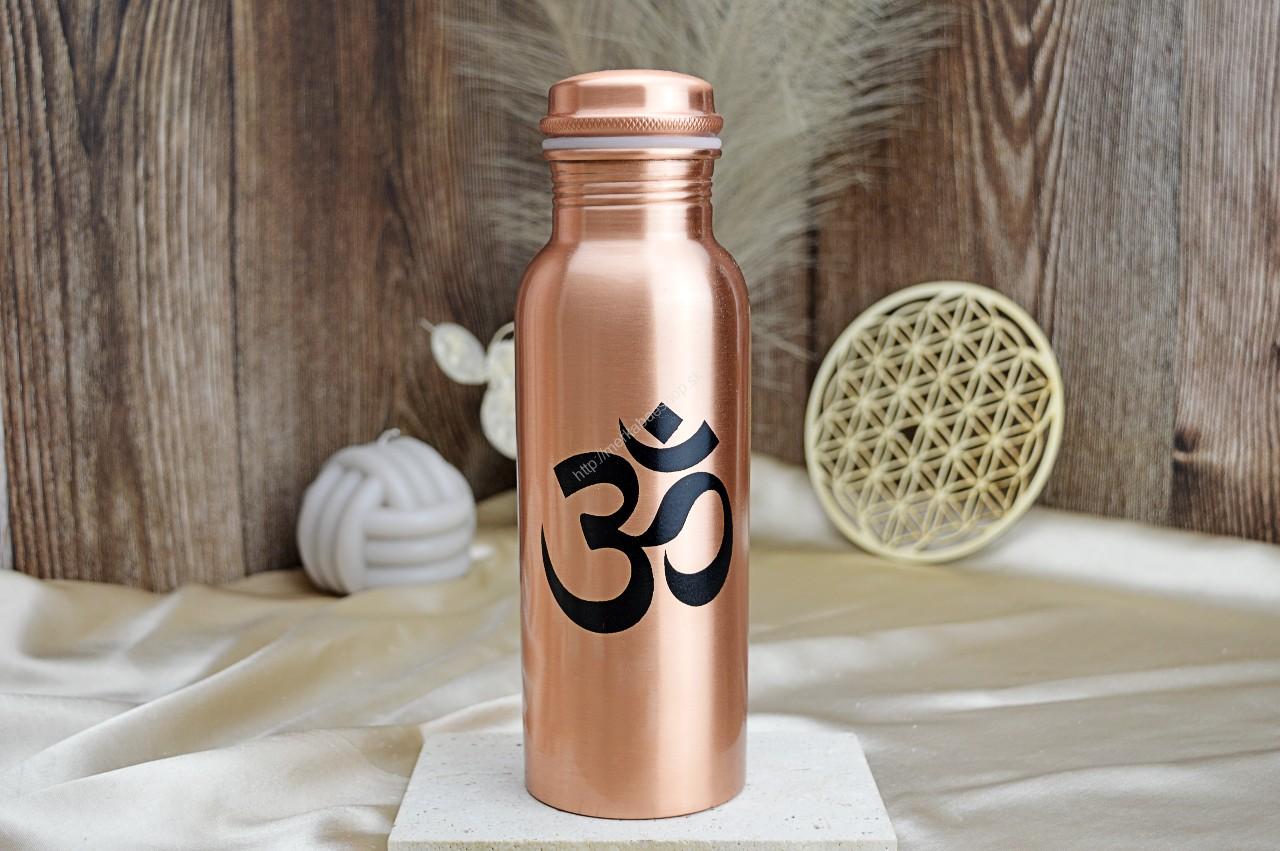 MEDENNÁ FLAŠA ÓM na vodu Leštená 750ml