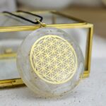 Orgonitový energetický OCHRANNÝ Amulet Kvet Života so SELENITOM (Ochrana, Harmonizácia, Anjeli, Energia)