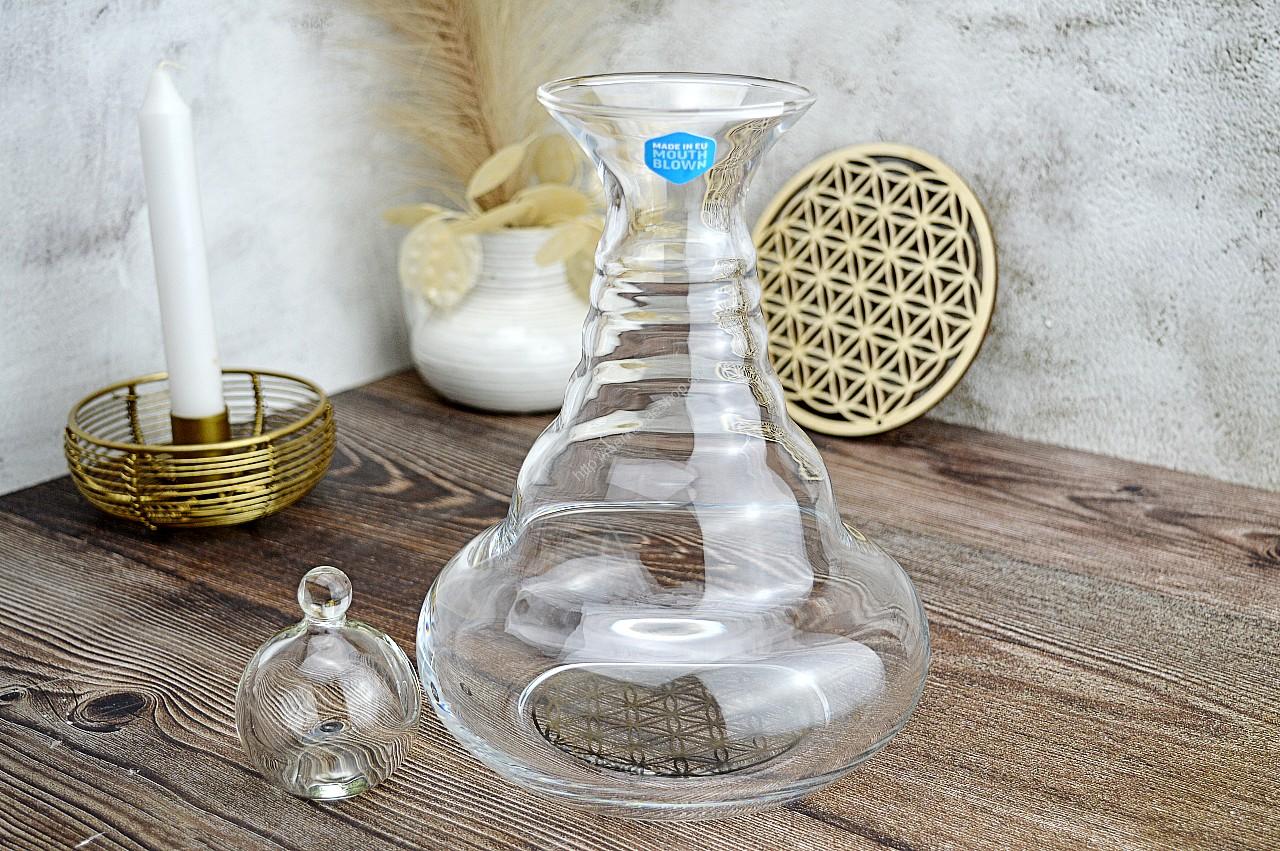 Harmonizačná Karafa na vodu s PLATINOVÝM KVETOM ŽIVOTA - Fibonacciho postupnosť 1300ml – Obrázok 3