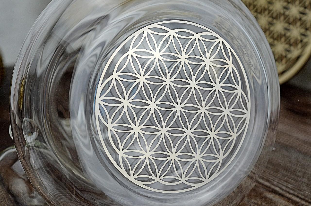 Harmonizačná Karafa na vodu s PLATINOVÝM KVETOM ŽIVOTA - Fibonacciho postupnosť 1300ml – Obrázok 4