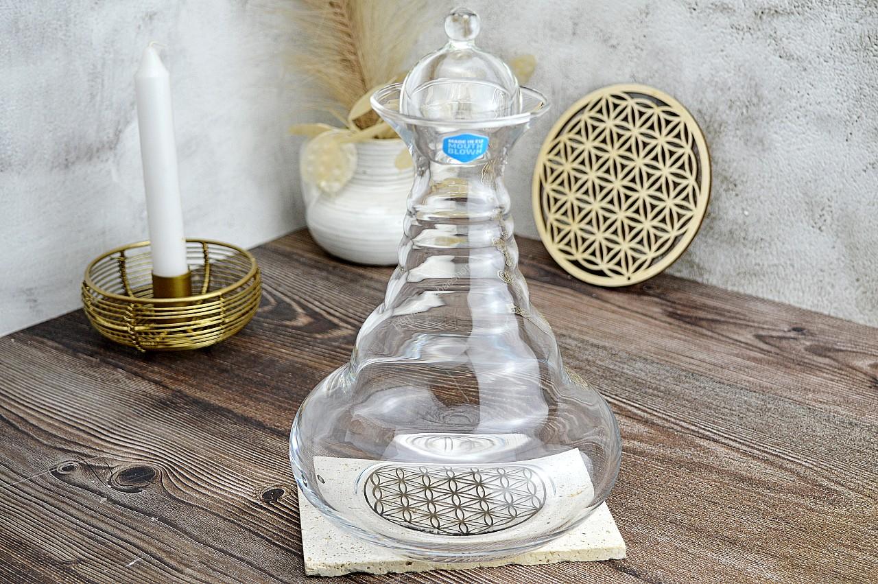 Harmonizačná Karafa na vodu s PLATINOVÝM KVETOM ŽIVOTA - Fibonacciho postupnosť 1300ml
