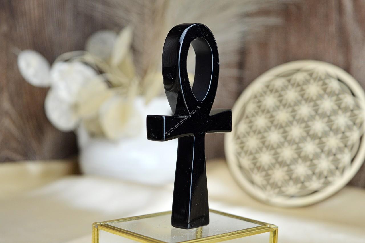 ANKH z OBSIDIÁNU ČIERNEHO 10,5cm