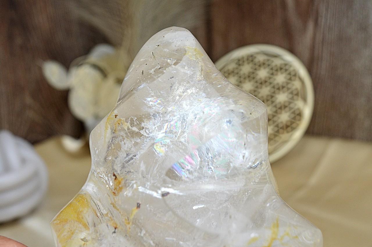 Dúhový KRIŠTÁĽOVÝ Vesmírny Plameň s Inklúziou HEMATITU1,67kg #1 Sila, Ochrana, Manifestácia, Meditácia – Obrázok 5