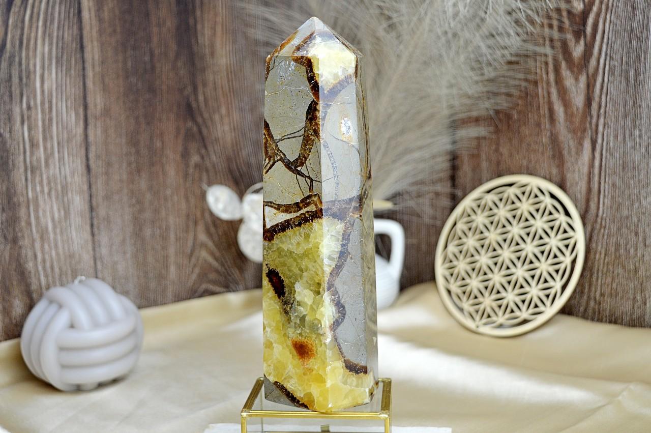 Generátor/obelisk SEPTÁRIA #1-Odvaha, Sebaistota, Hojnosť, Ochrana, Premena, Uzemnenie, Solar plexus 21 cm - 1,12kg – Obrázok 3