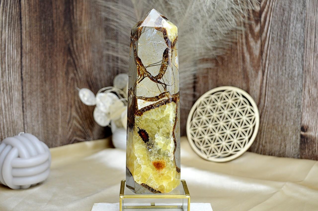 Generátor/obelisk SEPTÁRIA #1-Odvaha, Sebaistota, Hojnosť, Ochrana, Premena, Uzemnenie, Solar plexus 21 cm - 1,12kg