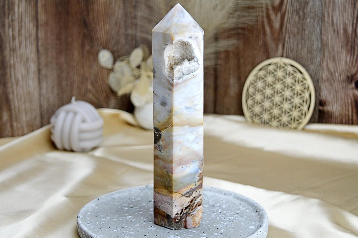 Generátor / obelisk JASPIS OCEÁN #1 - Šťastie, Relaxácia, Optimizmus, Bezpečie, Sebauvedomenie -888 g- – Obrázok 3