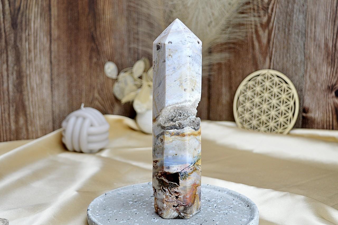 Generátor / obelisk JASPIS OCEÁN #1 - Šťastie, Relaxácia, Optimizmus, Bezpečie, Sebauvedomenie -888 g-