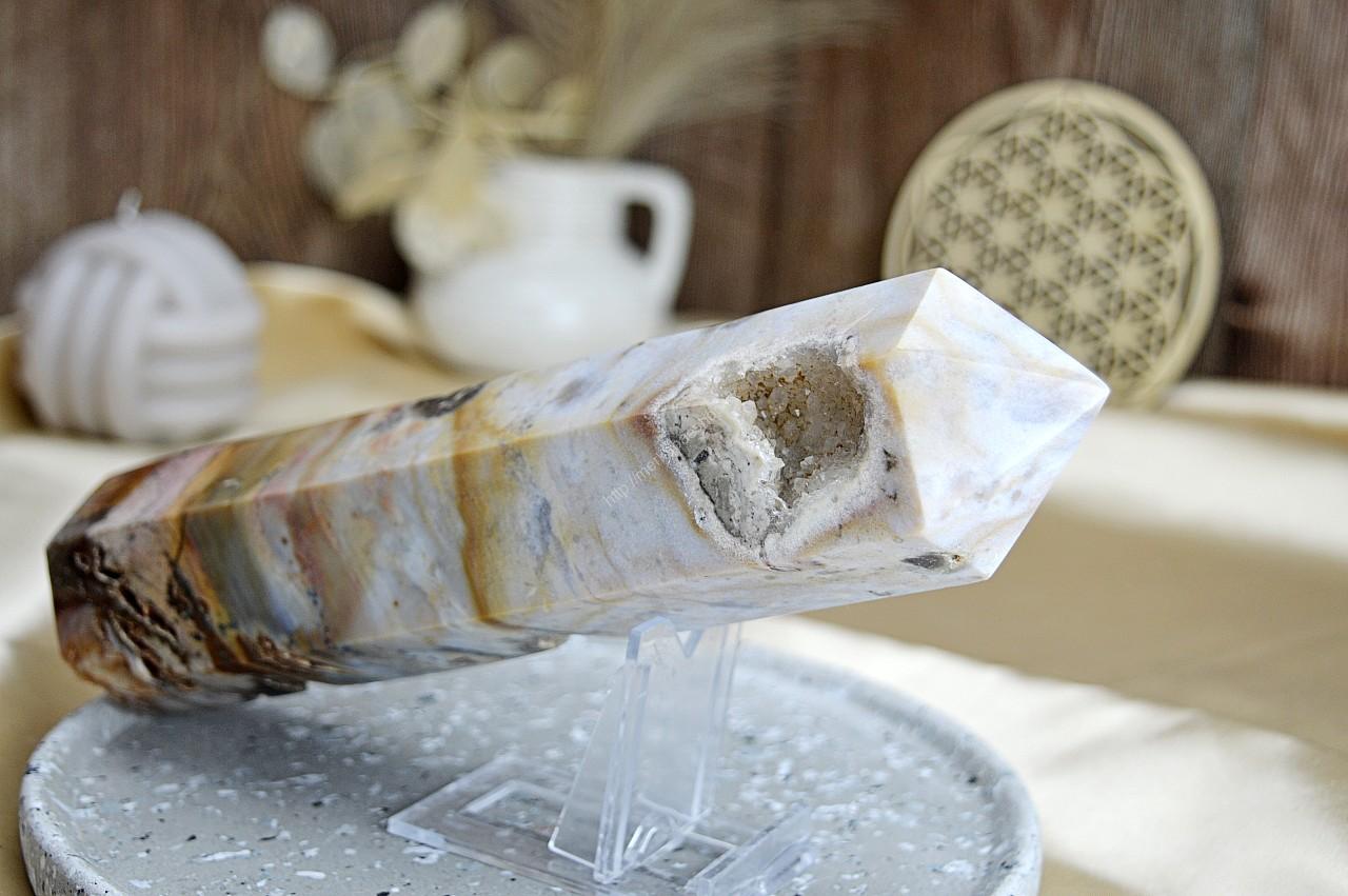 Generátor / obelisk JASPIS OCEÁN #1 - Šťastie, Relaxácia, Optimizmus, Bezpečie, Sebauvedomenie -888 g- – Obrázok 4