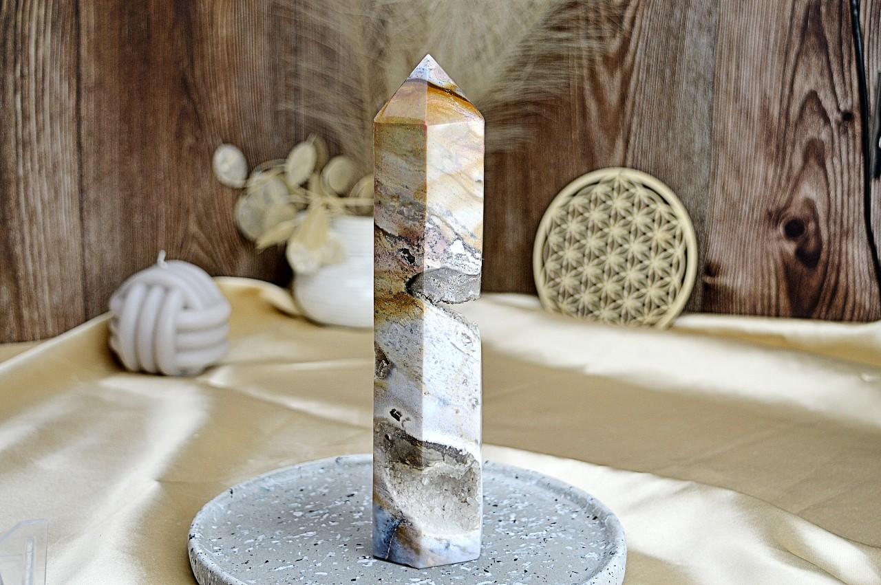 Generátor / obelisk JASPIS OCEÁN #2 - Šťastie, Relaxácia, Optimizmus, Bezpečie, Sebauvedomenie -818 g- – Obrázok 2