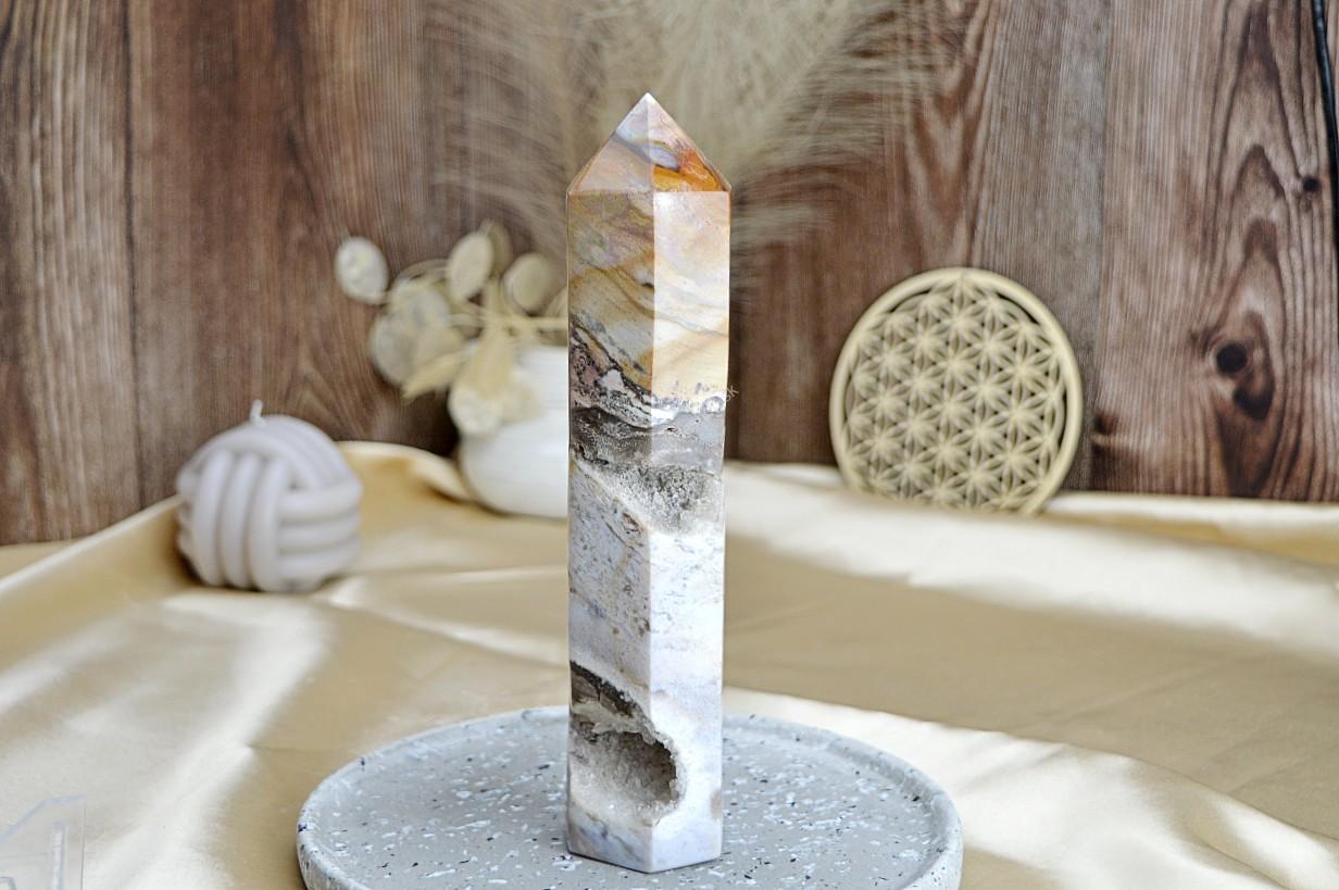 Generátor / obelisk JASPIS OCEÁN #2 - Šťastie, Relaxácia, Optimizmus, Bezpečie, Sebauvedomenie -818 g-