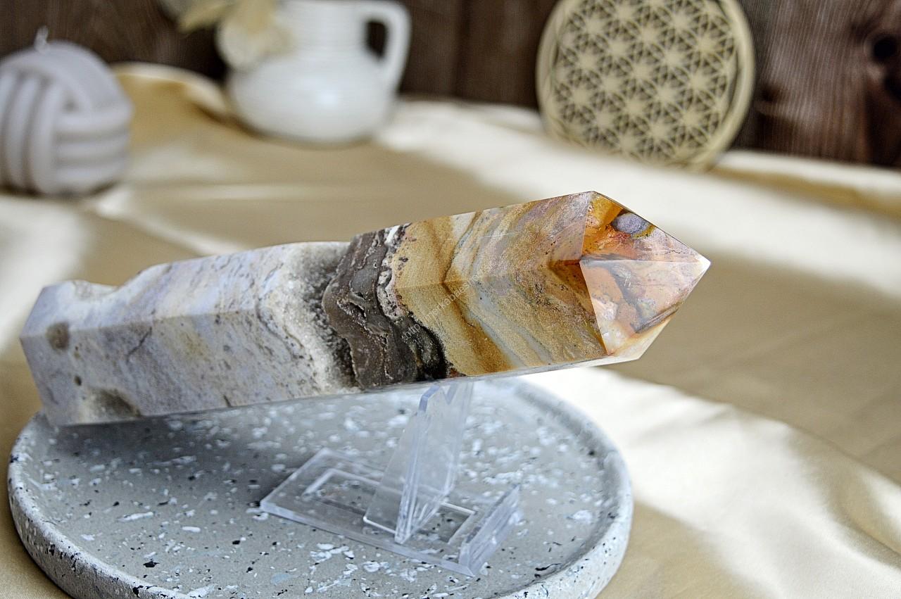 Generátor / obelisk JASPIS OCEÁN #2 - Šťastie, Relaxácia, Optimizmus, Bezpečie, Sebauvedomenie -818 g- – Obrázok 4