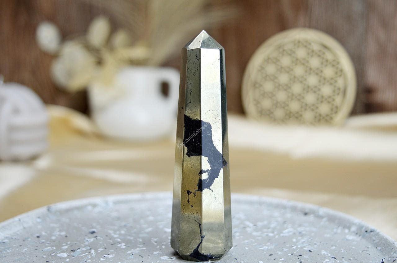 Generátor/Obelisk Hojnosti, Ochrany, Šťastia a Očisty PYRIT so ŠUNGITOM #5