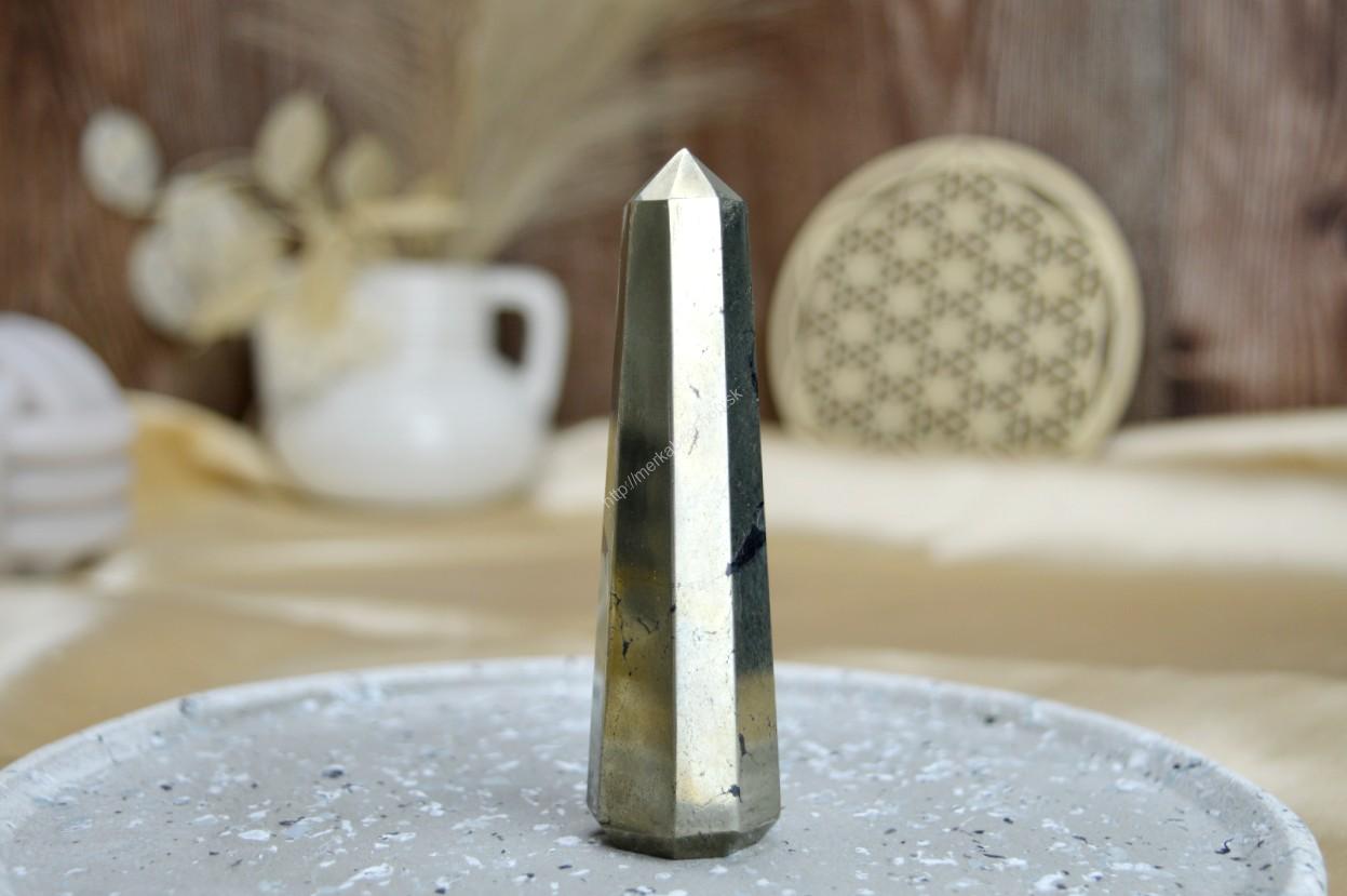 Generátor/Obelisk Hojnosti, Ochrany, Šťastia a Očisty PYRIT so ŠUNGITOM #5 – Obrázok 2