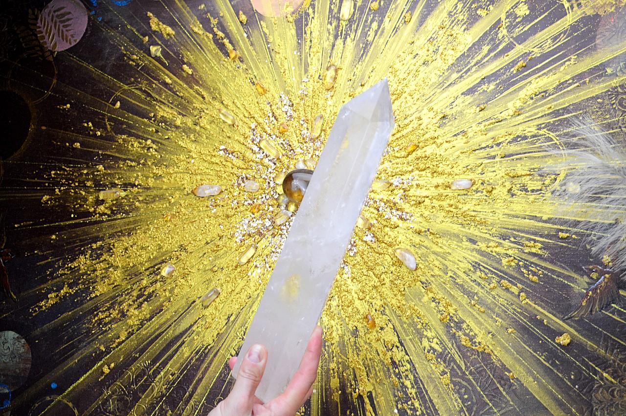 Majstrovský KRIŠTÁĽOVÝ generátor/obelisk ŽIVOTNEJ ENERGIE s dúhou Extra Kvalita 32cm – Obrázok 2