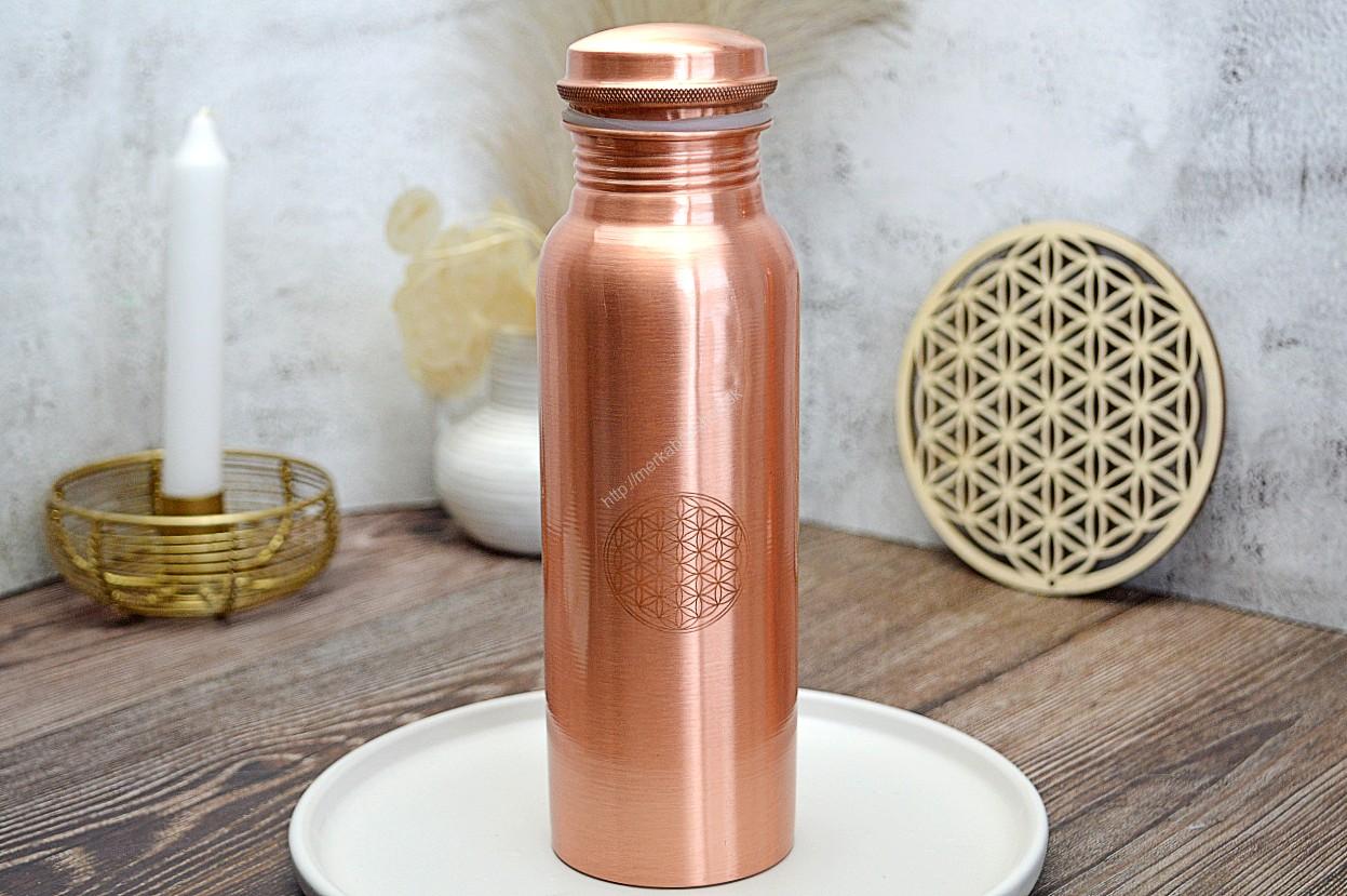 MEDENNÁ FLAŠA na vodu KVET ŽIVOTA 600ml