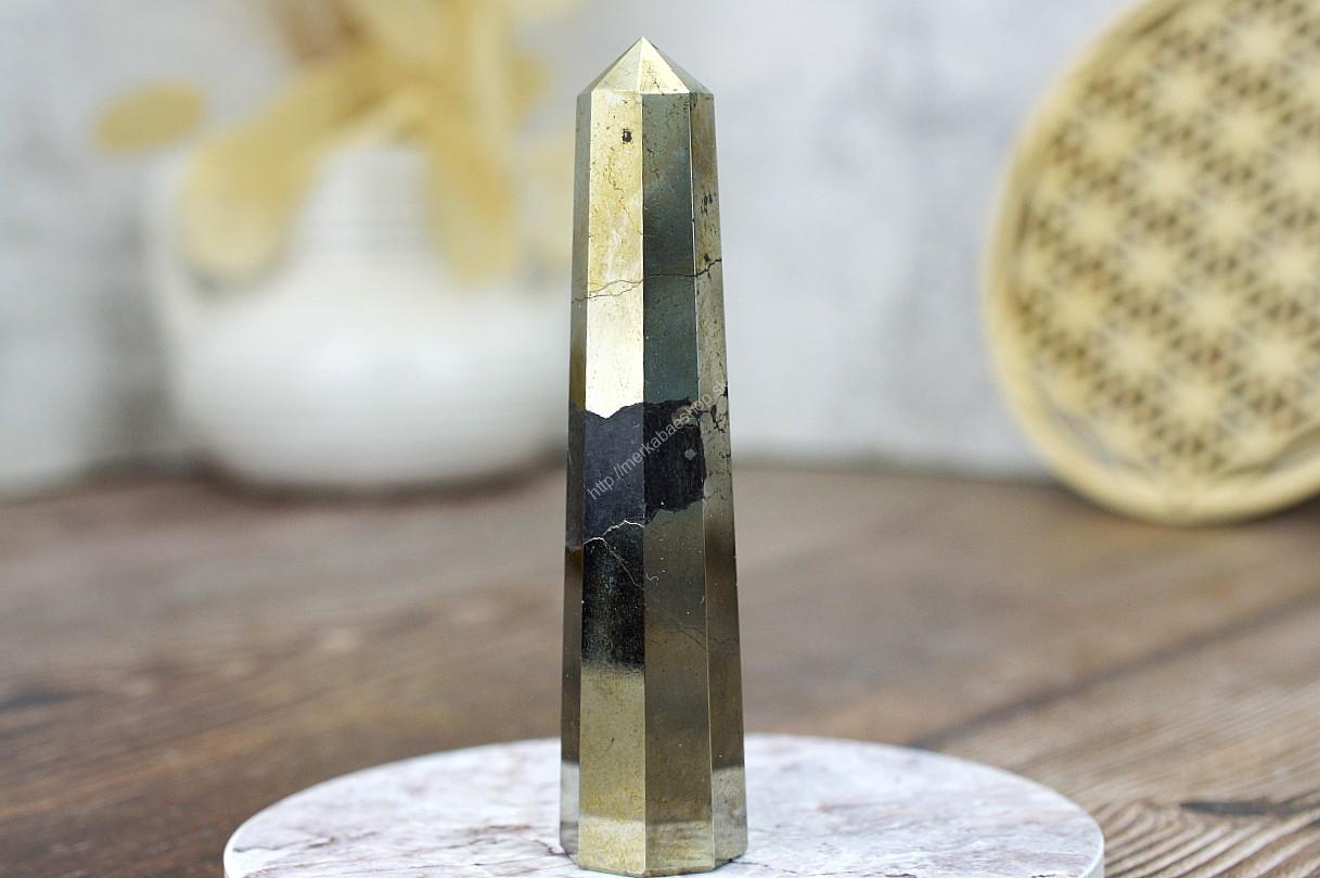 Obelisk Hojnosti, Ochrany, Šťastia a Očisty PYRIT so ŠUNGITOM #3