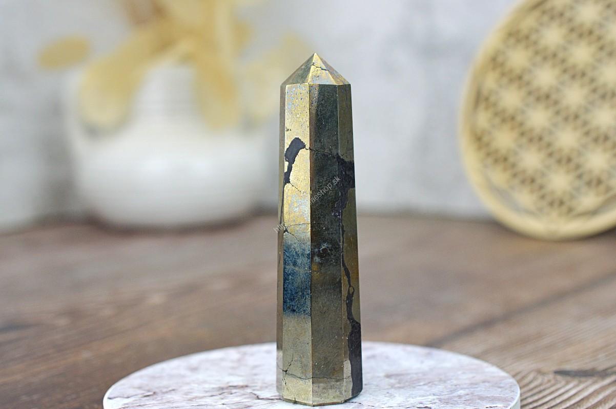 Obelisk Hojnosti, Ochrany, Šťastia a Očisty PYRIT so ŠUNGITOM #5