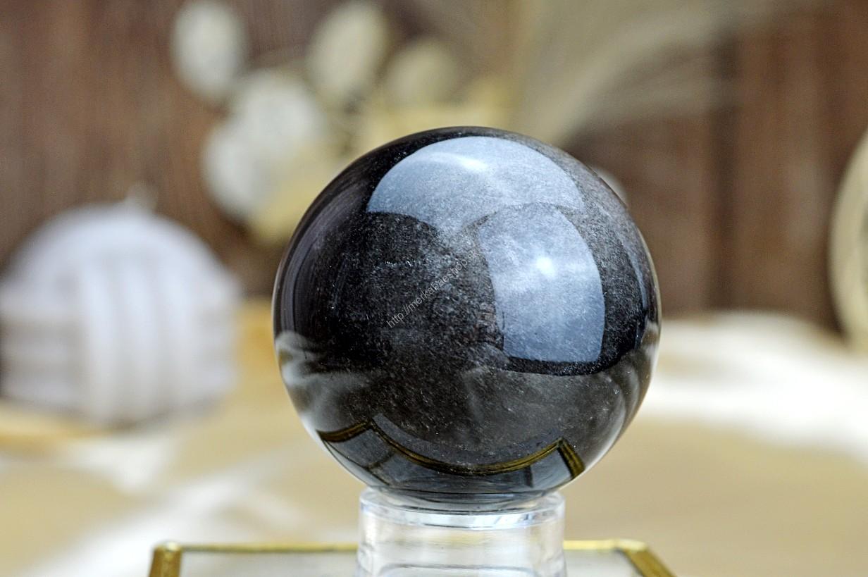 Guľa Manifestácie a Ochrany zo Strieborného OBSIDIÁNU #2 AAA Kvalita – Obrázok 2