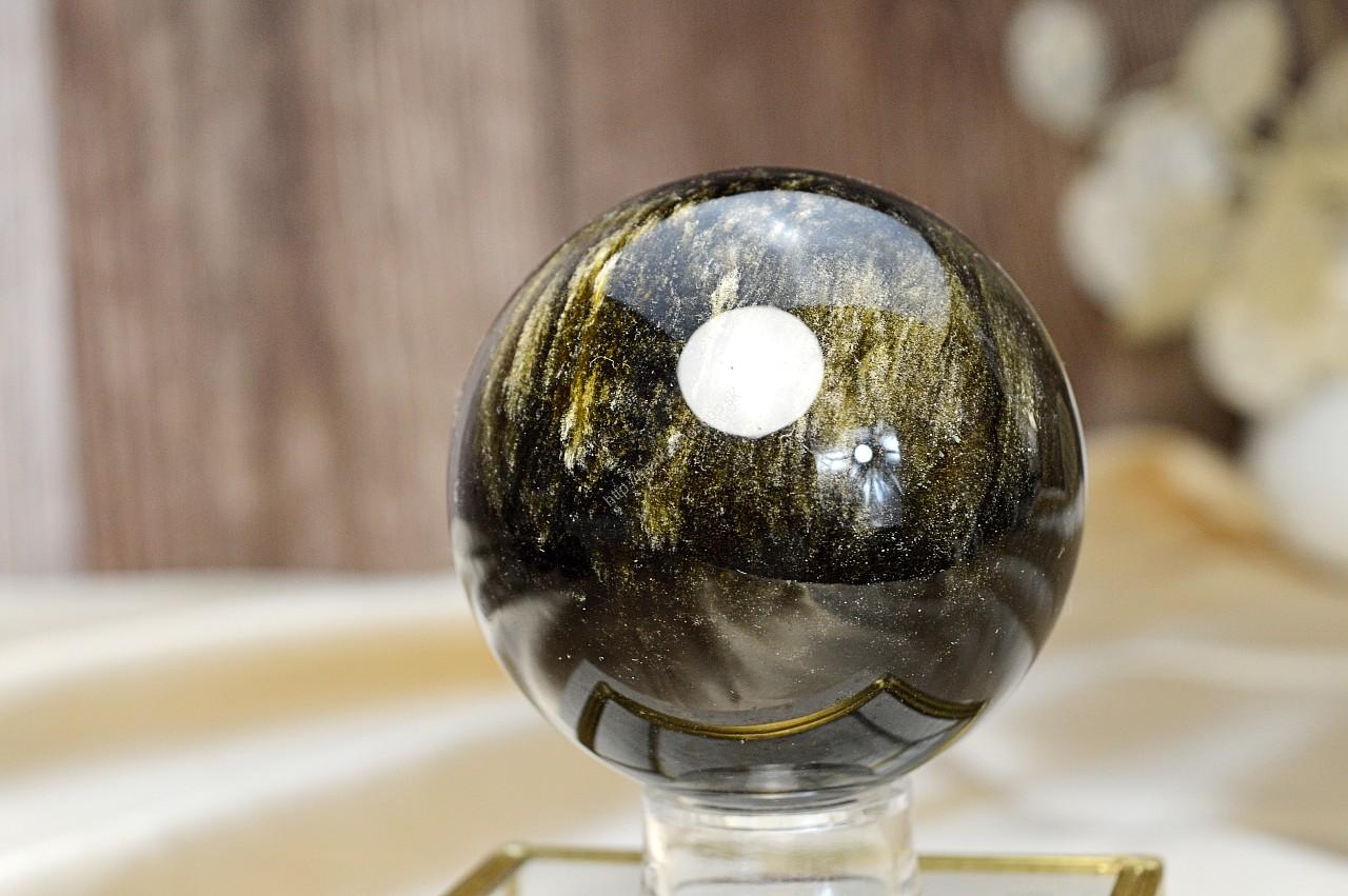 OBSIDIÁN ZLATÝ Guľa #4- kameň Osobnej Moci, Manifestácie a Ochrany AAA kvalita – Obrázok 2